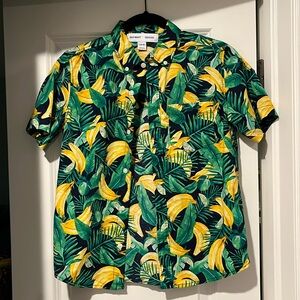 Old Navy Boys L 10-12 Banana Tropical button up shirt